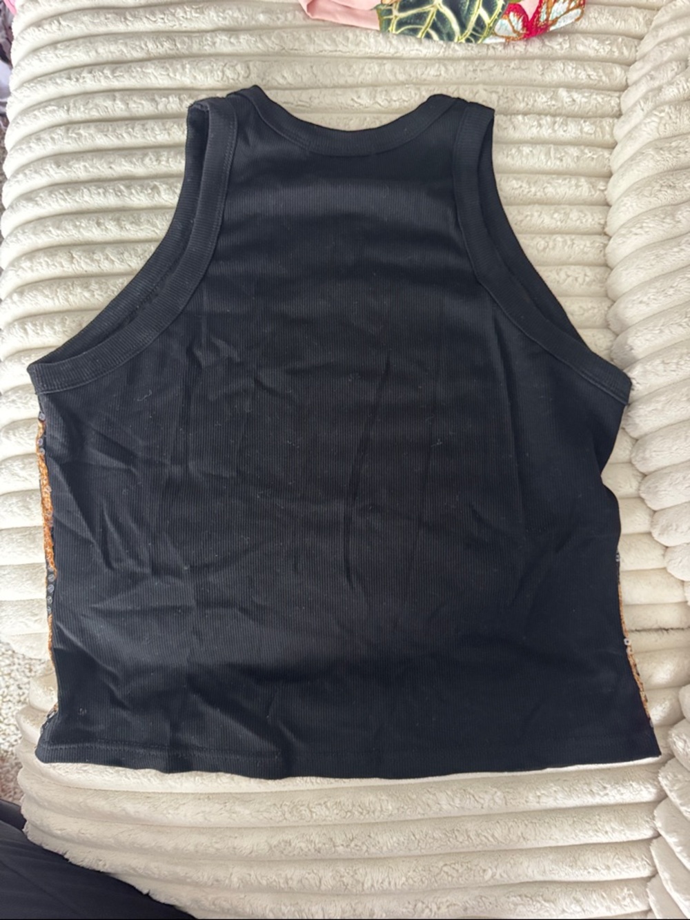 chic Leopard Sequin Halter Tank Top in Black and Tan - Picture 3 of 3